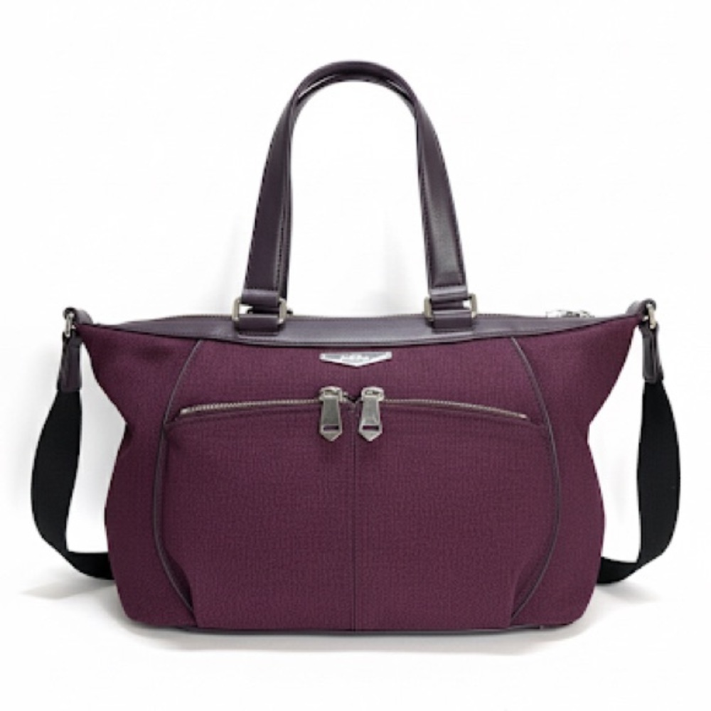 Kipling Kaon Plum Purple Leather Trim Woven Crossbody Satchel Bag Y2K Gorpcore